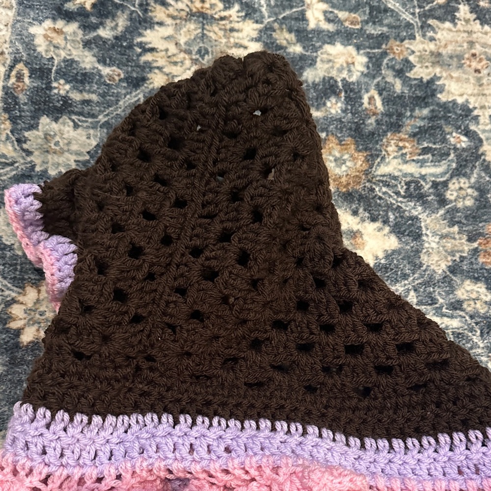 Pink and Purple Ruffled Knit Scarf - Picture 6 of 6